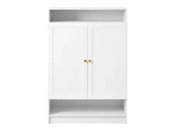 Móvel para sapatos 73x34x109 cm - com 2 portas - com 2 prateleiras abertas - branco