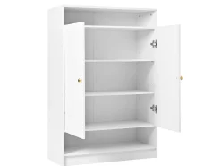 Móvel para sapatos 73x34x109 cm - com 2 portas - com 2 prateleiras abertas - branco