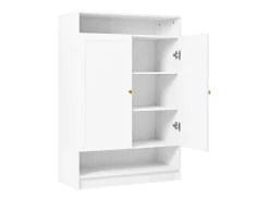 Móvel para sapatos 73x34x109 cm - com 2 portas - com 2 prateleiras abertas - branco