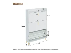 Móvel para sapatos 80x23,5x123,5 cm - com 3 portas basculantes - com 6 compartimentos ajustáveis - branco