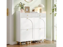 Móvel para sapatos 106.5x25x105.5cm - con 4 portas basculantes e 2 gavetas - branco