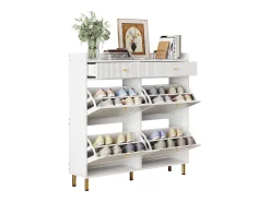 Móvel para sapatos 106.5x25x105.5cm - con 4 portas basculantes e 2 gavetas - branco