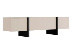 Móvel para TV com 4 portas em MDF - Bege e Preto - LUVONIA