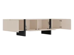 Móvel para TV com 4 portas em MDF - Bege e Preto - LUVONIA