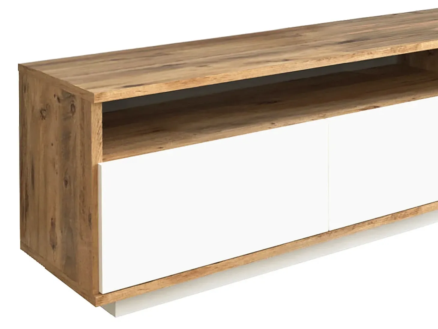 Móvel para TV com 4 portas e 2 prateleiras - Tons naturais claros e branco - CEDONA