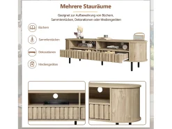 Móvel para TV de sala de estar - 160 x 40 x 48 cm - com 2 gavetas + prateleira - para TVs de 65 polegadas - MDF - cor natural