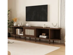 Móvel para TV 180x40x40 cm - design em rattan - pés ajustáveis - com 2 portas - marrom