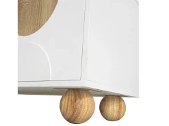 Móvel para TV 175x38x50cm - 4 portas - aspecto madeira vintage - Pés de madeira - MDF + painéis de partículas - Branco e natural