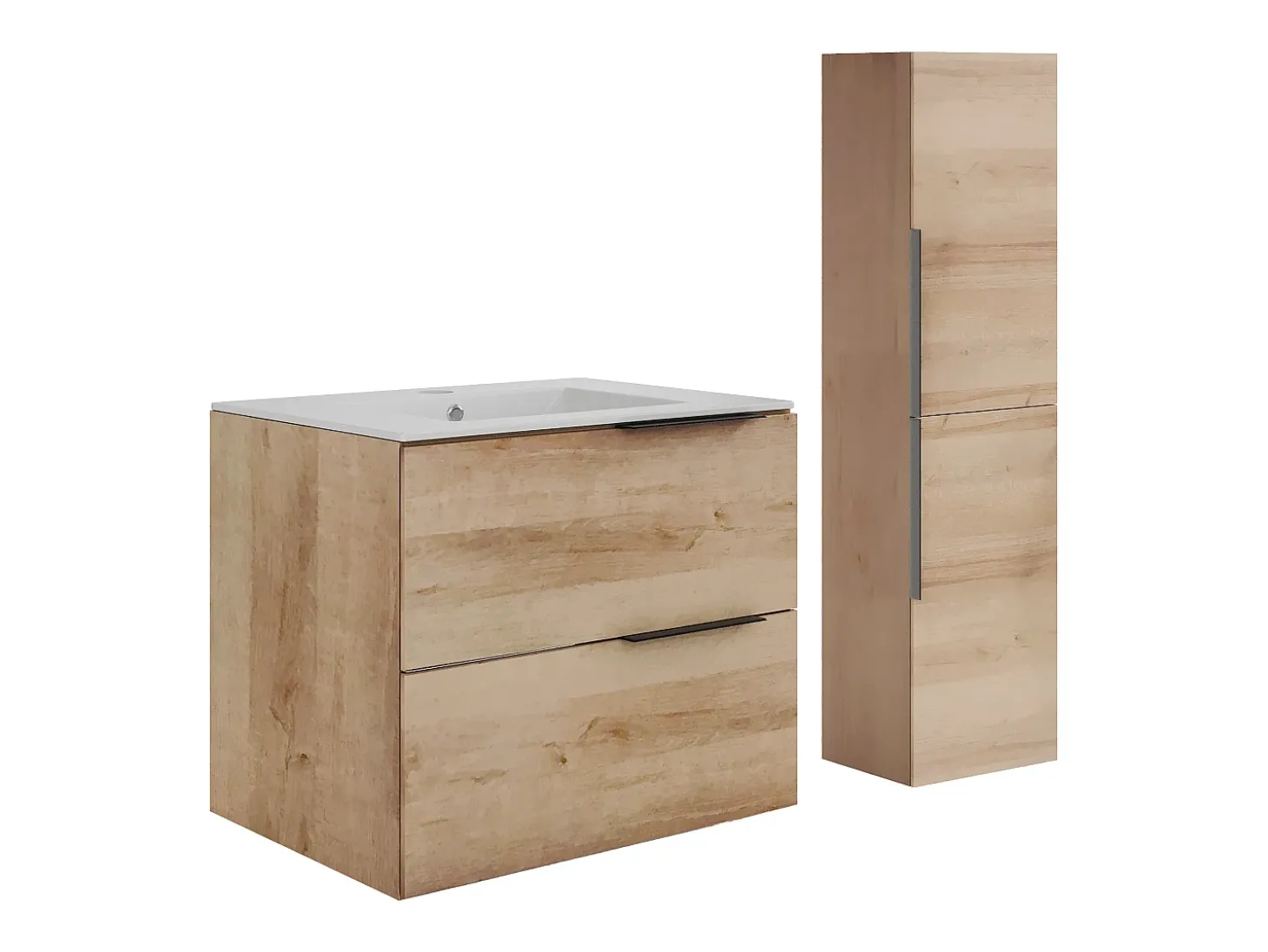 Móvel simples lavatório com coluna - Cor natural clara - 60 cm - NISAYA