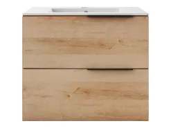Móvel simples lavatório com coluna - Cor natural clara - 60 cm - NISAYA