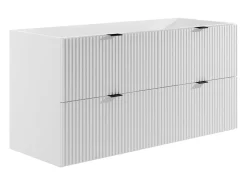 Móvel sob lavatório suspenso estriado, branco mate, 120 cm, ZEVINI