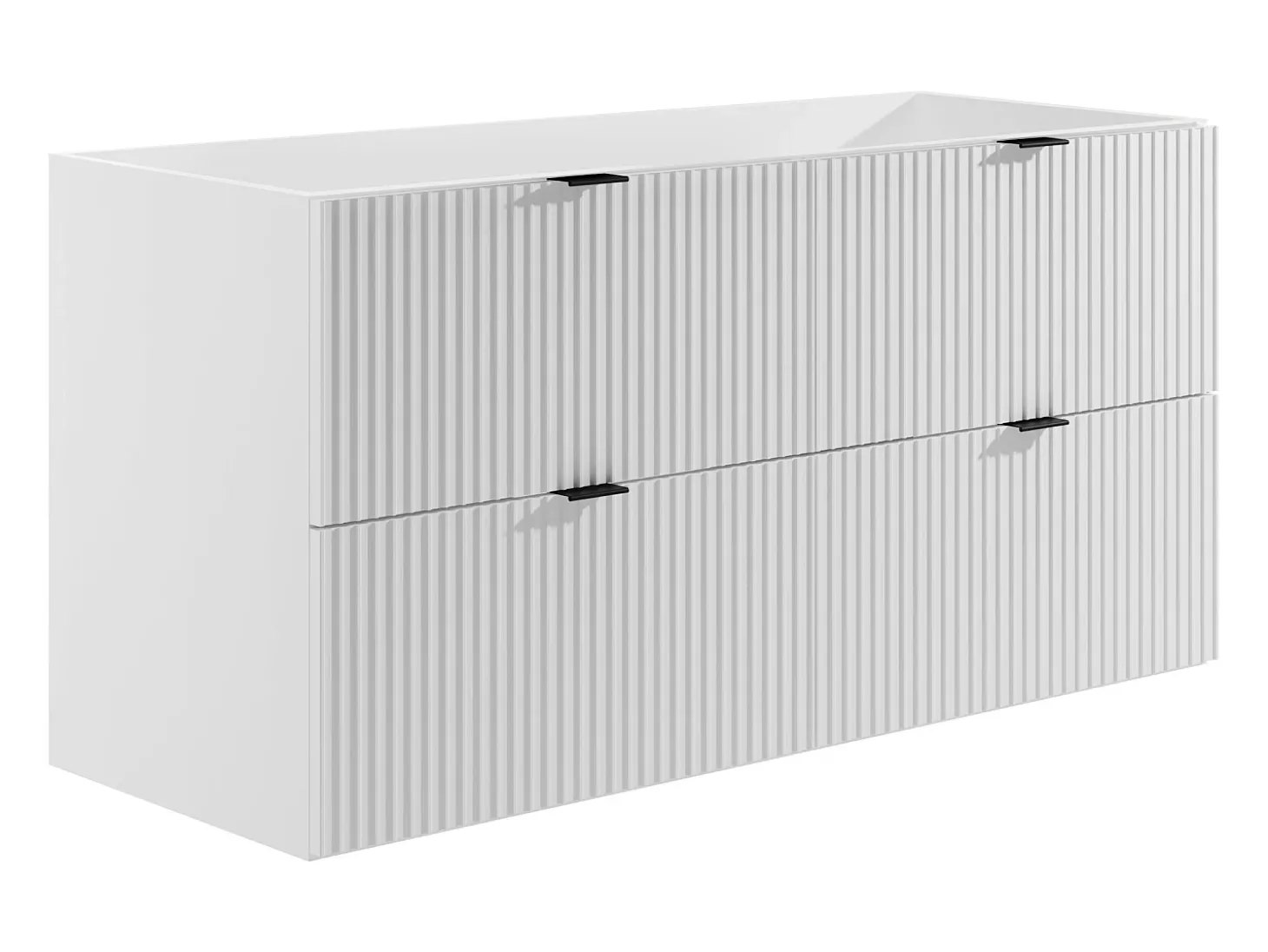 Móvel sob lavatório suspenso estriado, branco mate, 120 cm, ZEVINI