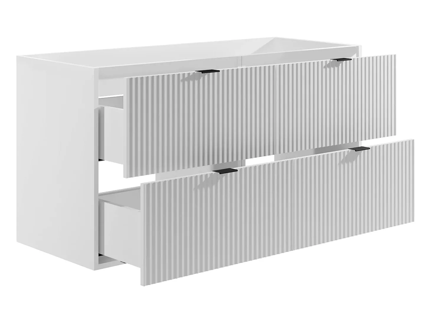 Móvel sob lavatório suspenso estriado, branco mate, 120 cm, ZEVINI