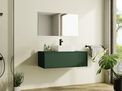 Móvel suspenso casa de banho lavatório individual verde mate 94 x 32 cm - TEANA