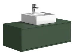 Móvel suspenso casa de banho lavatório individual verde mate 94 x 32 cm - TEANA