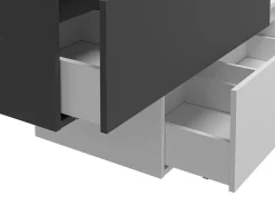 Móvel suspenso casa de banho lavatório individual cinza antracite e branco 2 gavetas TEANA