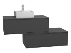 Móvel suspenso casa de banho lavatório, cinza antracite, 2 gavetas, 94 cm TEANA