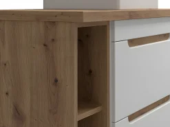 Móvel suspenso com lavatório simples - Cor madeira e branco - Casa de banho - 80 cm - ARUBA