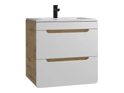 Móvel suspenso com lavatório de encastrar cor natural e branco 60 cm ARUBA