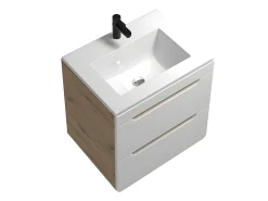 Móvel suspenso com lavatório de encastrar cor natural e branco 60 cm ARUBA