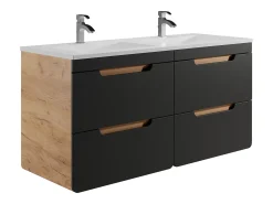 Móvel suspenso com lavatório de encastrar cor natural e antracite 120 cm ARUBA