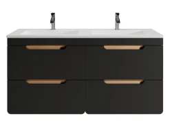 Móvel suspenso com lavatório de encastrar cor natural e antracite 120 cm ARUBA