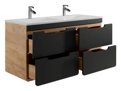 Móvel suspenso com lavatório de encastrar cor natural e antracite 120 cm ARUBA