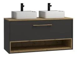 Móvel suspenso com lavatório duplo - Cinza antracite - Casa de banho - 60 cm - YANGRA