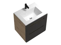 Móvel suspenso com lavatório de encastrar cor natural e antracite 60 cm ARUBA