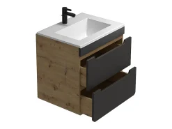 Móvel suspenso com lavatório de encastrar cor natural e antracite 60 cm ARUBA