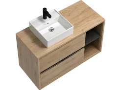 Móvel suspenso com lavatório quadrado simples com armário de casa de banho - Casa de banho - 100 cm - PURNAL