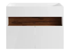 Móvel suspenso com LEDs para lavatório, branco e natural escuro, L80 cm, POZEGA