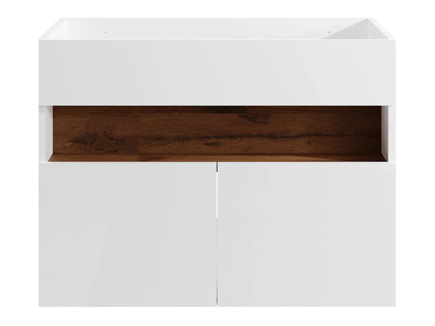 Móvel suspenso com LEDs para lavatório, branco e natural escuro, L80 cm, POZEGA