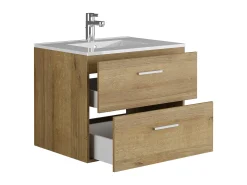 Móvel suspenso de casa de banho com lavatório simples, natural claro, 60 cm, KAYLA