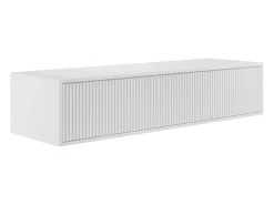 Móvel suspenso de casa de banho estriado com lavatório duplo branco fosco 150 cm ARNEGA