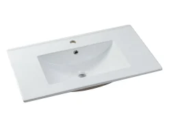 Móvel suspenso estriado com lavatório de encastrar natural claro e preto 80 cm MADELA