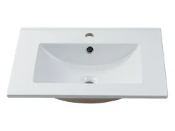 Móvel suspenso estriado com lavatório de encastrar natural claro e preto 60 cm MADELA