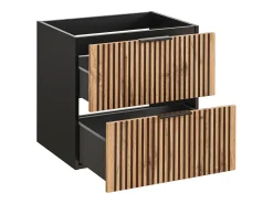 Móvel suspenso estriado para colocar sob o lavatório natural claro e preto 60 cm MADELA