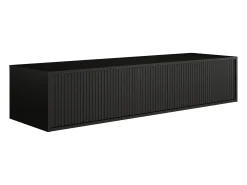 Móvel suspenso estriado para lavatório - Preto mate - 150 cm - ARNEGA