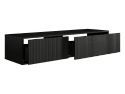 Móvel suspenso estriado para lavatório - Preto mate - 150 cm - ARNEGA