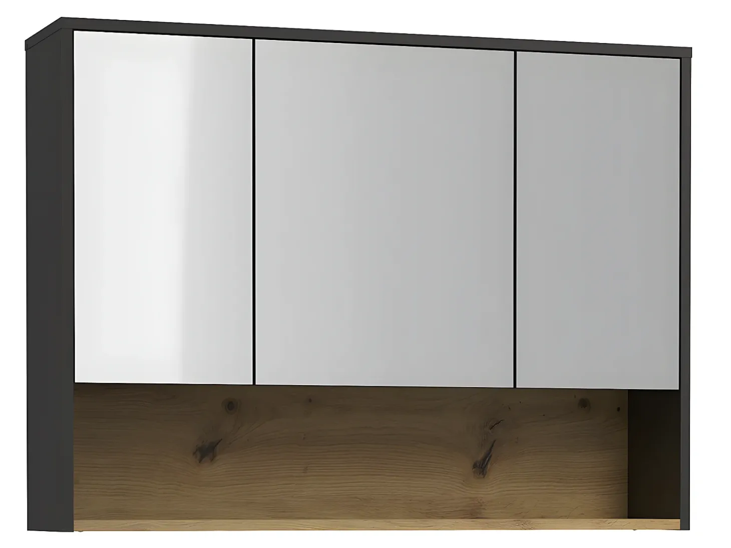 Móvel suspenso lavatório de pousar e armário de parede, cinza e antracite C80 cm, YANGRA