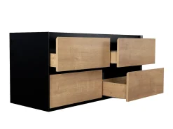 Móvel suspenso lavatório duplo, cor natural clara e preto, C120 cm LANNICK