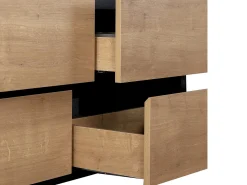 Móvel suspenso lavatório duplo, cor natural clara e preto, C120 cm LANNICK