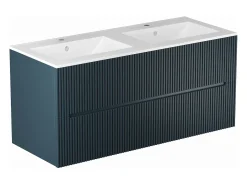 Móvel suspenso lavatório individual estriado azul C120 cm PAVANI