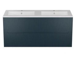 Móvel suspenso lavatório individual estriado azul C120 cm PAVANI