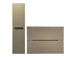Móvel suspenso lavatório individual taupe com coluna 80 cm STEFANIE