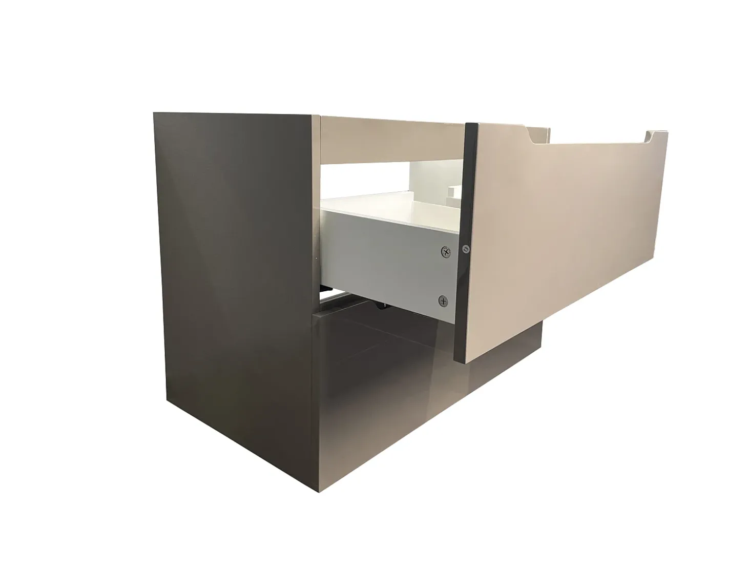 Móvel suspenso lavatório individual taupe com coluna 80 cm STEFANIE