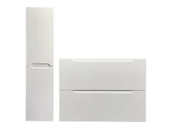 Móvel suspenso lavatório individual branco com coluna 80 cm STEFANIE