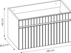 Móvel suspenso lavatório listrado cor-de-rosa prateleira 80 cm SATARA