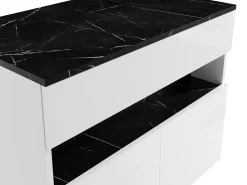 Móvel suspenso LEDs e prateleira branco e natural escuro L80 cm - POZEGA